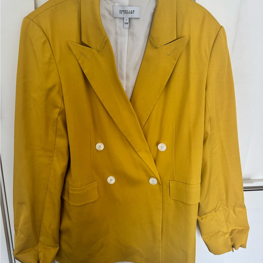 Derek Lam 10 Crosby Double-Breasted Yellow Blazer